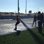 Female student jumping